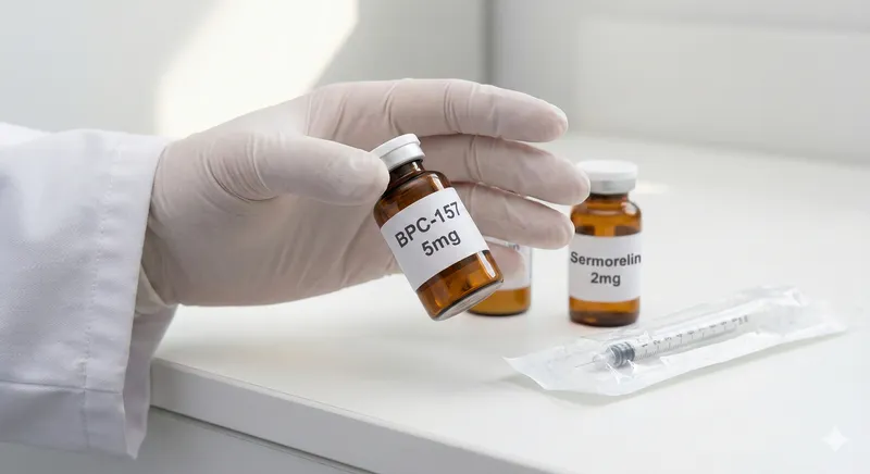 Physician-prescribed peptide therapy vials in a clinical setting
